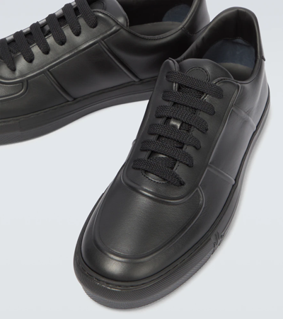 Shop Moncler Neue York Leather Low-top Sneakers In Black