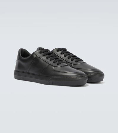 Shop Moncler Neue York Leather Low-top Sneakers In Black