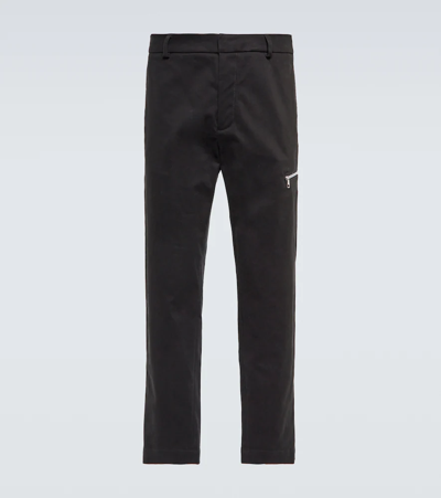 Shop Moncler Cotton Twill Straight Pants In Black
