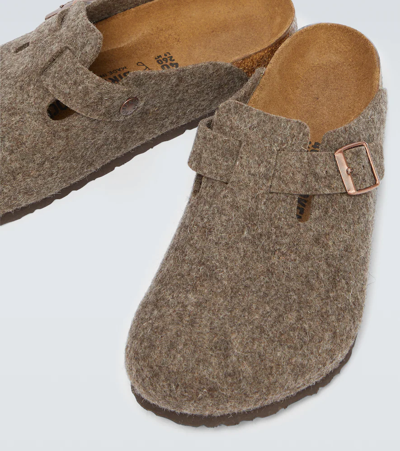 Shop Birkenstock Boston Felted Slippers In Cacao