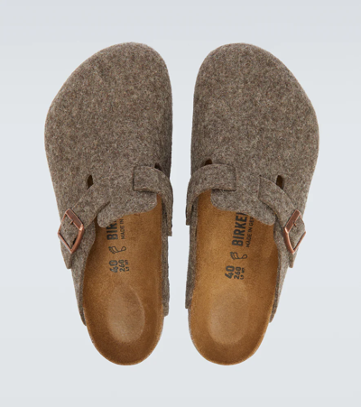 Shop Birkenstock Boston Felted Slippers In Cacao