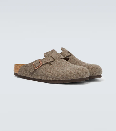 Shop Birkenstock Boston Felted Slippers In Cacao