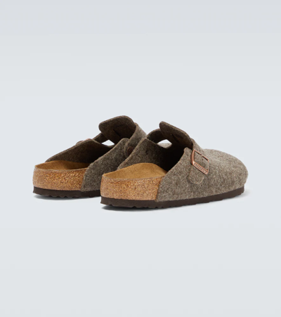 Shop Birkenstock Boston Felted Slippers In Cacao