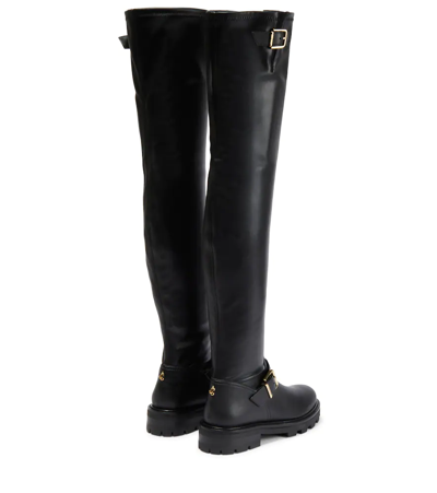 Shop Jimmy Choo Biker Ii Faux Leather Over-the-knee Boots In Black