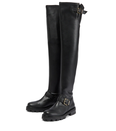 Shop Jimmy Choo Biker Ii Faux Leather Over-the-knee Boots In Black