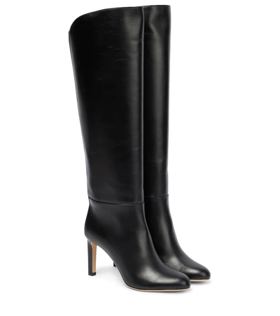 Shop Jimmy Choo Karter Leather Knee-high Boots In Black