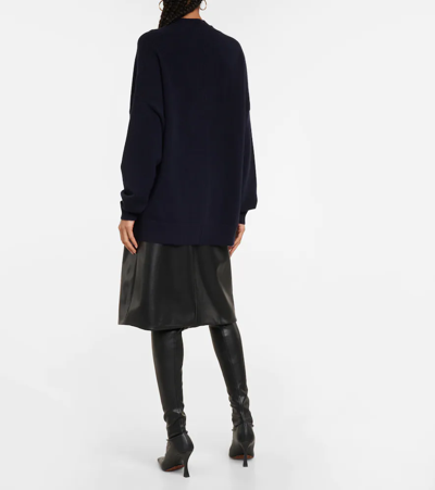 Extreme Cashmere Tokyo Cashmere Drop Shoulder Ribbed Cardigan In Navy