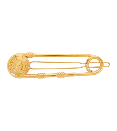 Shop Versace Medusa Hair Clip In Oro