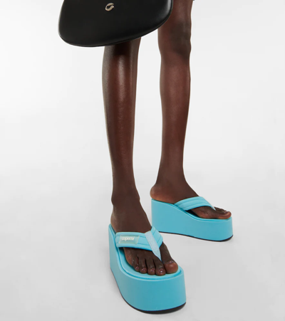 Shop Coperni Platform Thong Sandals In Turquoise