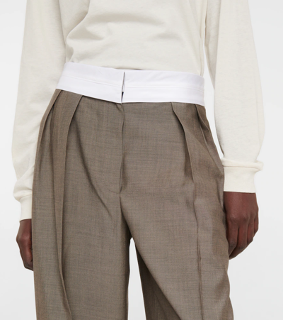 Shop The Row Milla Wool And Mohair Pants In Camel/black