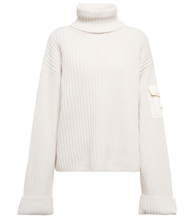 Shop Moncler Permanents Turtleneck Wool Sweater In White