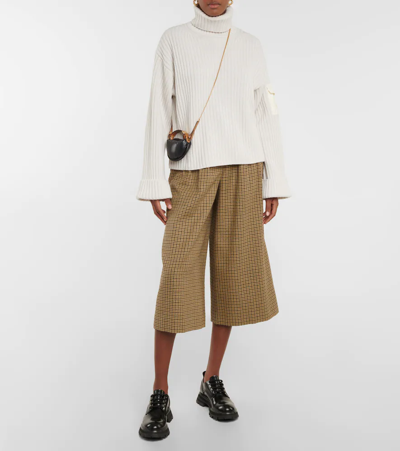 Moncler Shell-trimmed Ribbed Wool Turtleneck Sweater In White