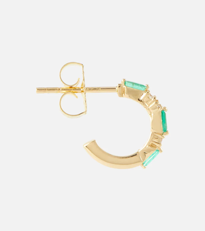 Shop Suzanne Kalan 18kt Gold Earrings With Emeralds And Diamonds
