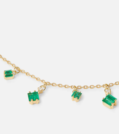 Suzanne Kalan 18kt Gold Necklace With Diamonds And Emeralds In Gold