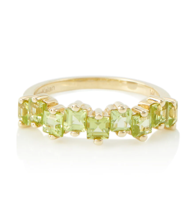 Shop Suzanne Kalan Cierra 14kt Gold Ring With Peridots In Green