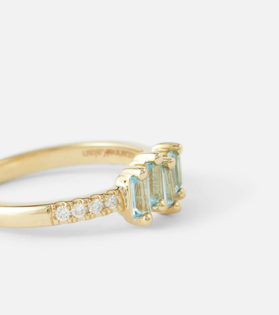 Suzanne Kalan 14kt Gold Ring With Diamonds And Topaz In Gold