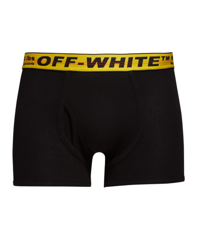Shop Off-white Men's Industrial Logo Boxer Shorts In Black Yellow