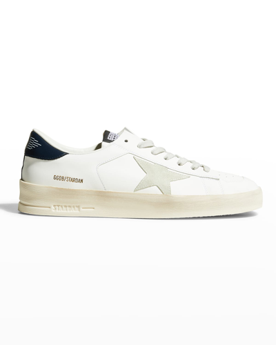 Shop Golden Goose Men's Stardan Suede Star Leather Low-top Sneakers In White/ice/black