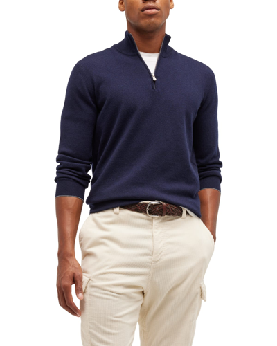 Shop Brunello Cucinelli Men's Cashmere Quarter-zip Sweater In Cw425 Navy