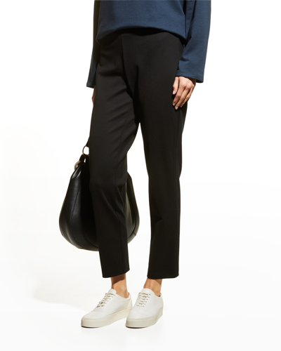 Shop Eileen Fisher Cropped Knit Ankle Pants In Black