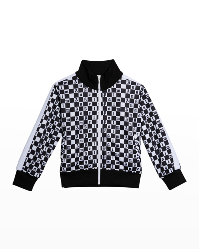 Shop Palm Angels Boy's Damier Classic Track Jacket In White Black
