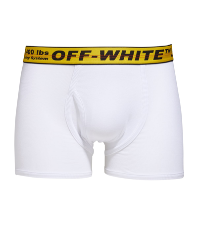Shop Off-white Men's Industrial Logo Boxer Shorts In White Yellow