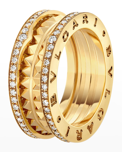 Shop Bvlgari B.zero1 Yellow Gold Diamond Edge Ring, Eu 57 / Us 8