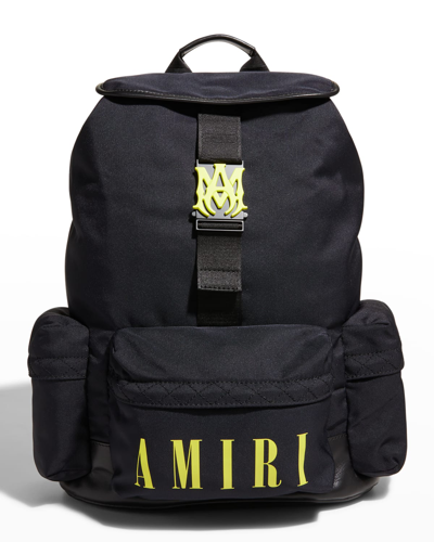 Shop Amiri Men's Ruckasack Nylon Logo Drawstring Backpack In Black