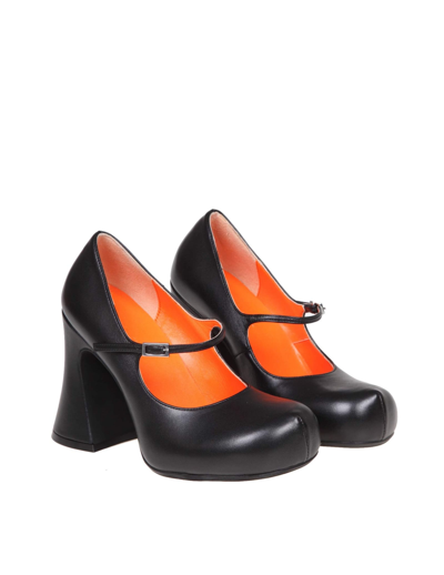 Shop Marni Mary Jane Shoes In Leather With Strap In Black