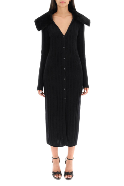 Shop Blumarine Long Cardigan In Wool And Cashmere In Black