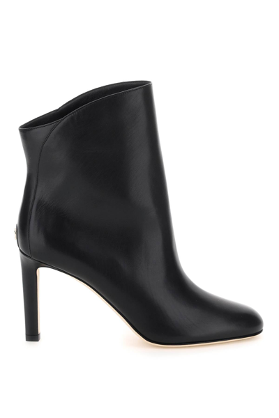 Shop Jimmy Choo Karter 85 Leather Ankle Boots In Black