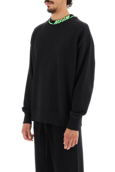 Shop Msgm Branded Neckline Sweatshirt In Multicolor