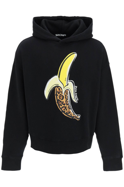 Shop Palm Angels Banana Print Hoodie In Black