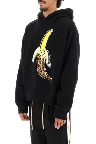 Shop Palm Angels Banana Print Hoodie In Black