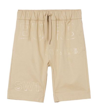 Shop Burberry Kids Cotton Horseferry Print Shorts In Neutrals