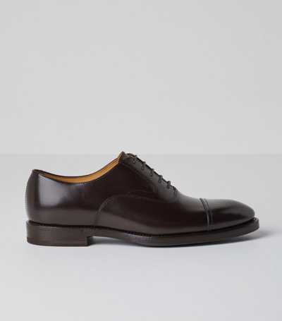 Shop Brunello Cucinelli Leather Oxford Shoes In Brown