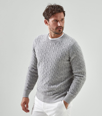 Shop Brunello Cucinelli Cashmere Cable Knit Sweater In Grey
