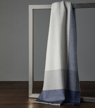 Shop Brunello Cucinelli Wool-cashmere Check Scarf In Blue
