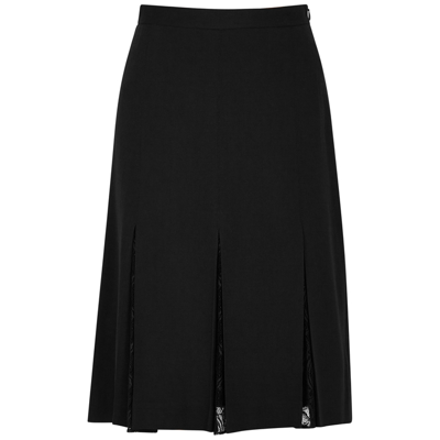 Shop Boutique Moschino Black Lace-panelled Pleated Midi Skirt