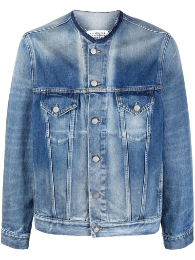 Crew neck denim jacket shop