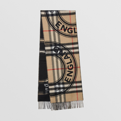 Shop Burberry Montage Print Cashmere Scarf In Archive Beige