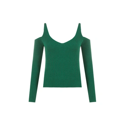 Shop Liya Cotton Cold Shoulder Jumper In Green