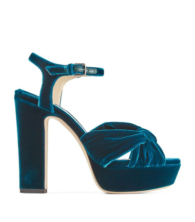 Shop Jimmy Choo Heloise 120 Velvet Heeled Sandals In Blue