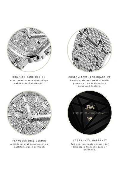Shop Jbw Heist Diamond Bracelet Chronograph Watch, 47.5mm In Silver