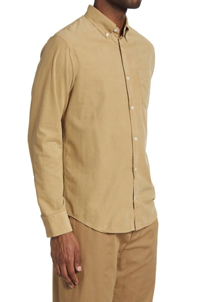 Nn07 Levon 5723 Corduroy Button-down Shirt In Khaki