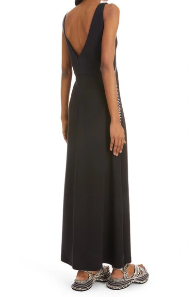 Chloé Contrast Embroidered Maxi Lingerie Dress In Black