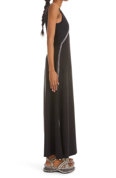 Chloé Contrast Embroidered Maxi Lingerie Dress In Black