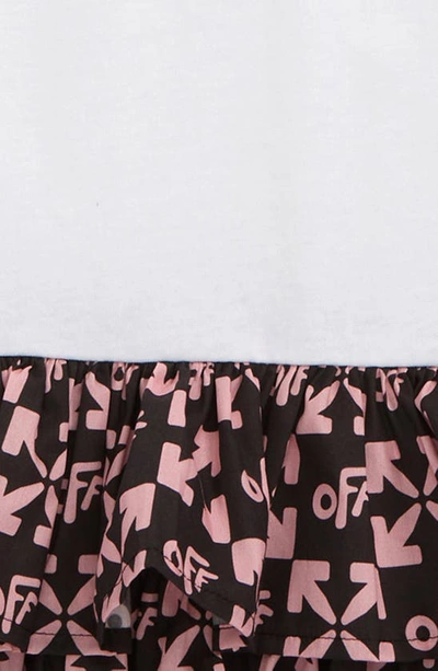 Off-white Kids' Logo Tiered Drop Waist T-shirt Dress In White Pink