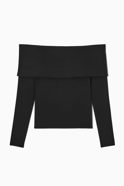 Shop Cos Off-the-shoulder Long-sleeved Top In Black