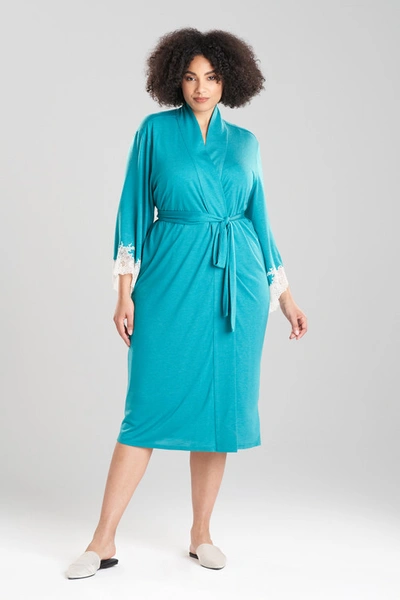 Shop Natori Luxe Shangri-la Tencel™ Wrap Robe In Heather Vivid Teal